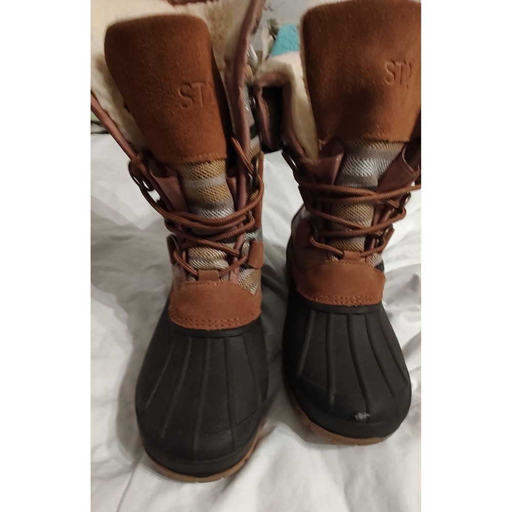 Womens Winter Snow Boots Duck Boots Faux Fur Lining Lace Up Waterproof Boots
